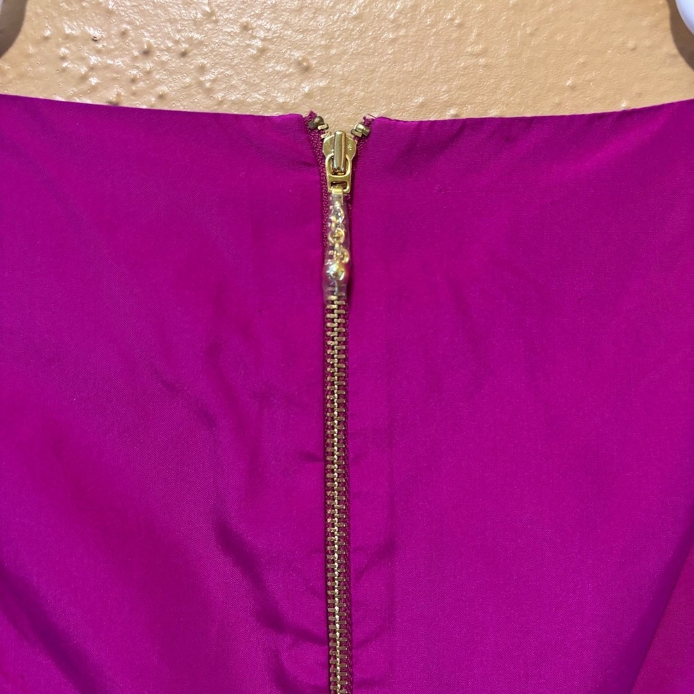 Kate Spade New York Magenta Pink 100% Silk Oversized Bow V-Neck Cocktail Dress 2 - Picture 7 of 10